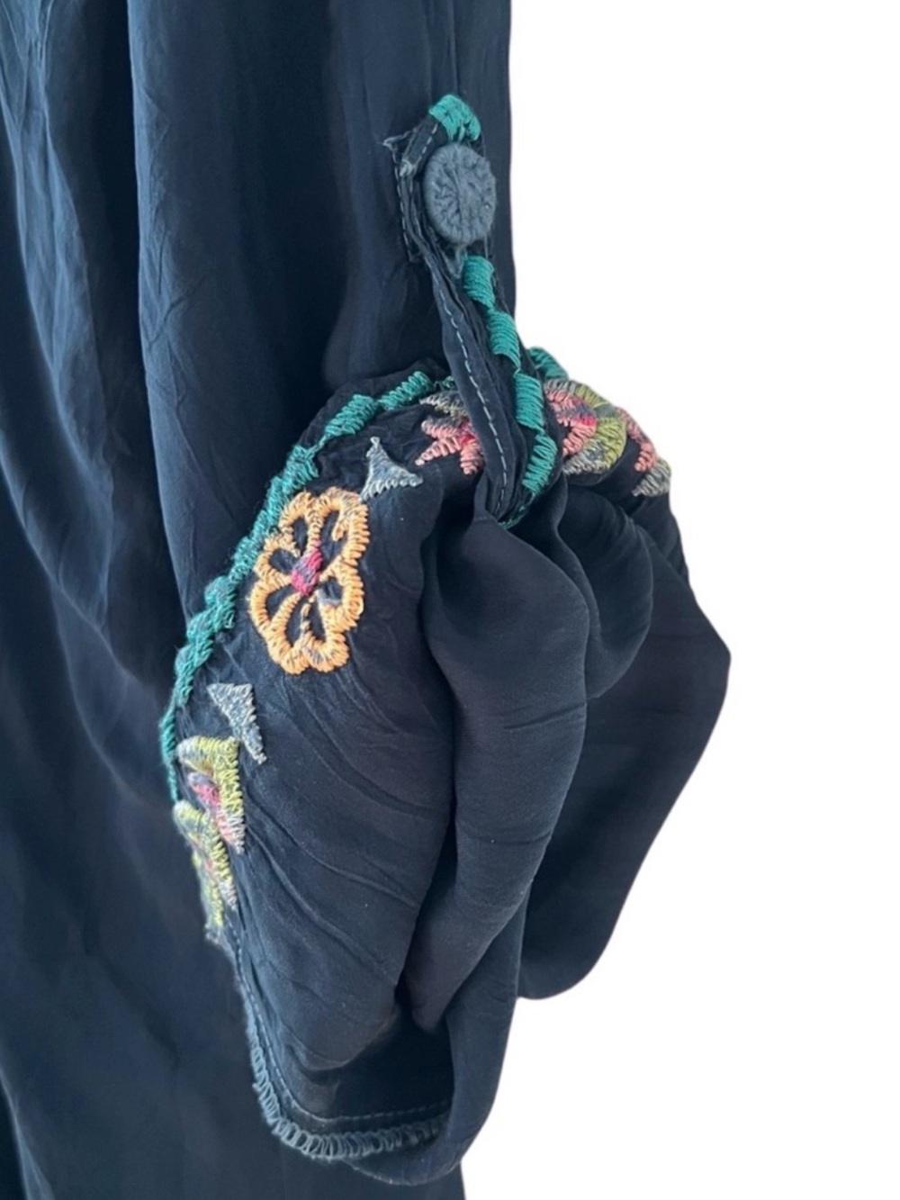 Johnny Was Annette Floral Embroidered Tunic Blue Size XS - Picture 8 of 9